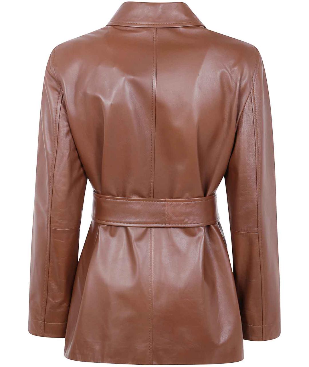 MAX MARA Коричневая кожаная куртка, фото 2