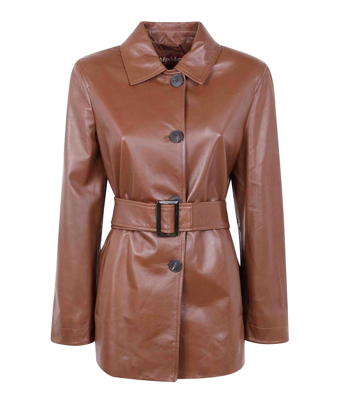 MAX MARA Коричневая кожаная куртка, фото 1