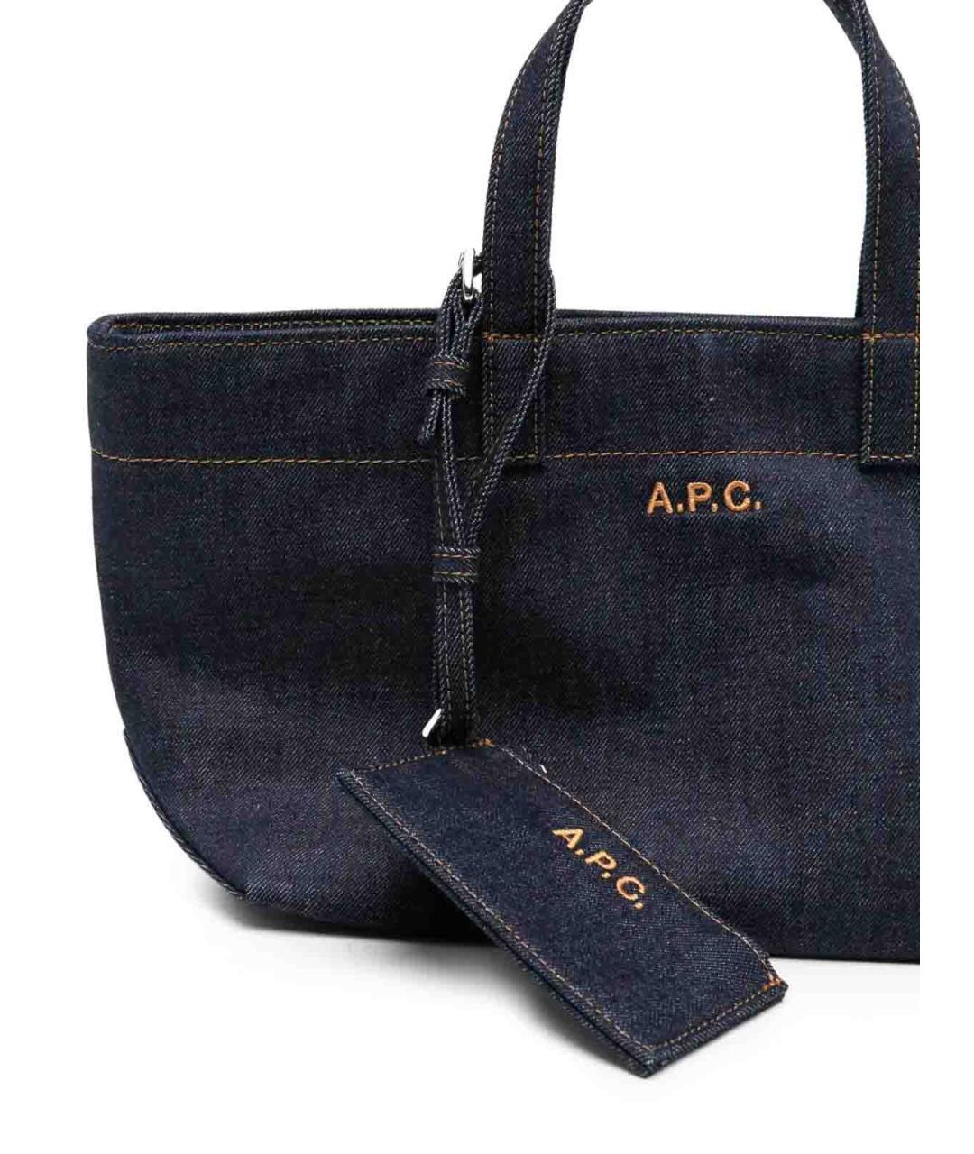 A.P.C. Синяя хлопковая сумка тоут, фото 3