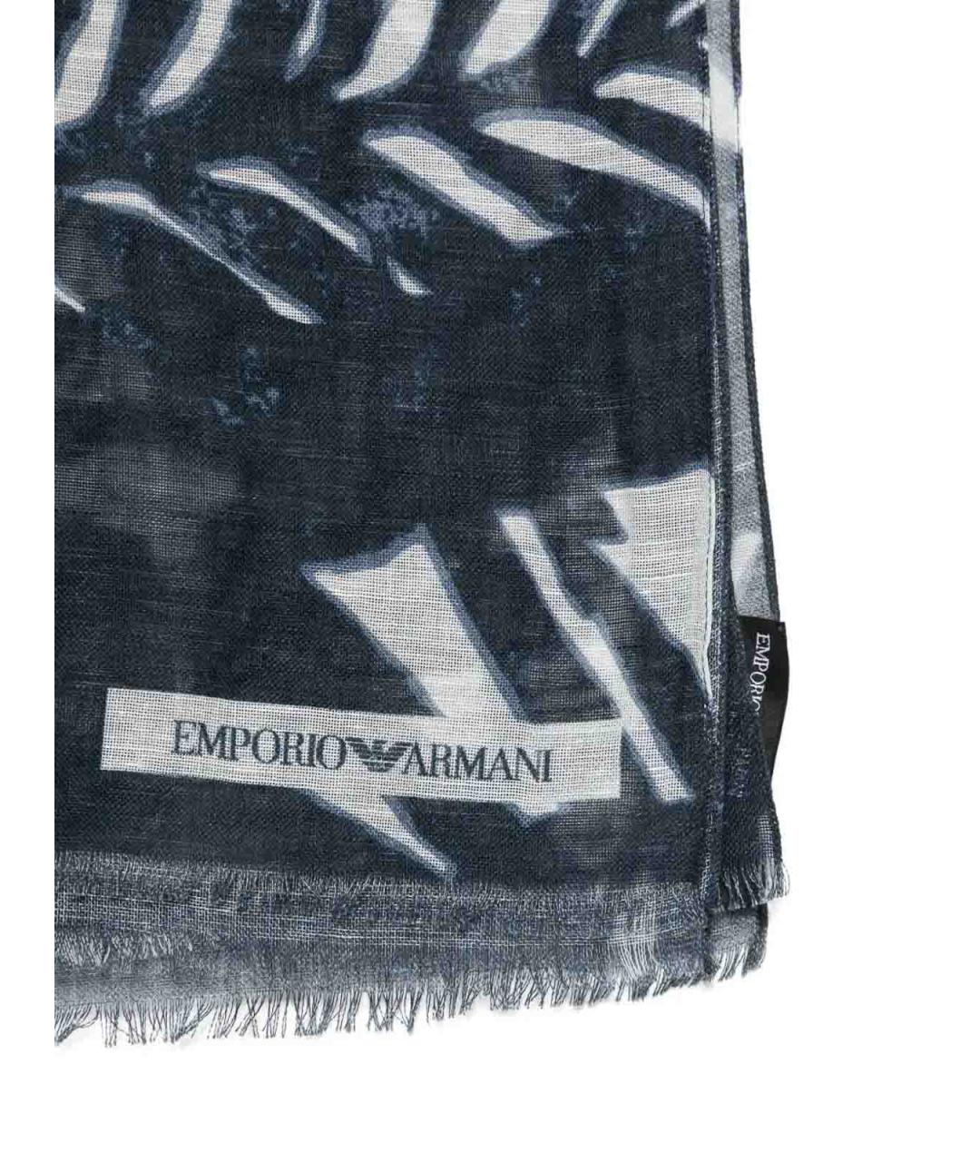 EMPORIO ARMANI Синий хлопковый шарф, фото 2
