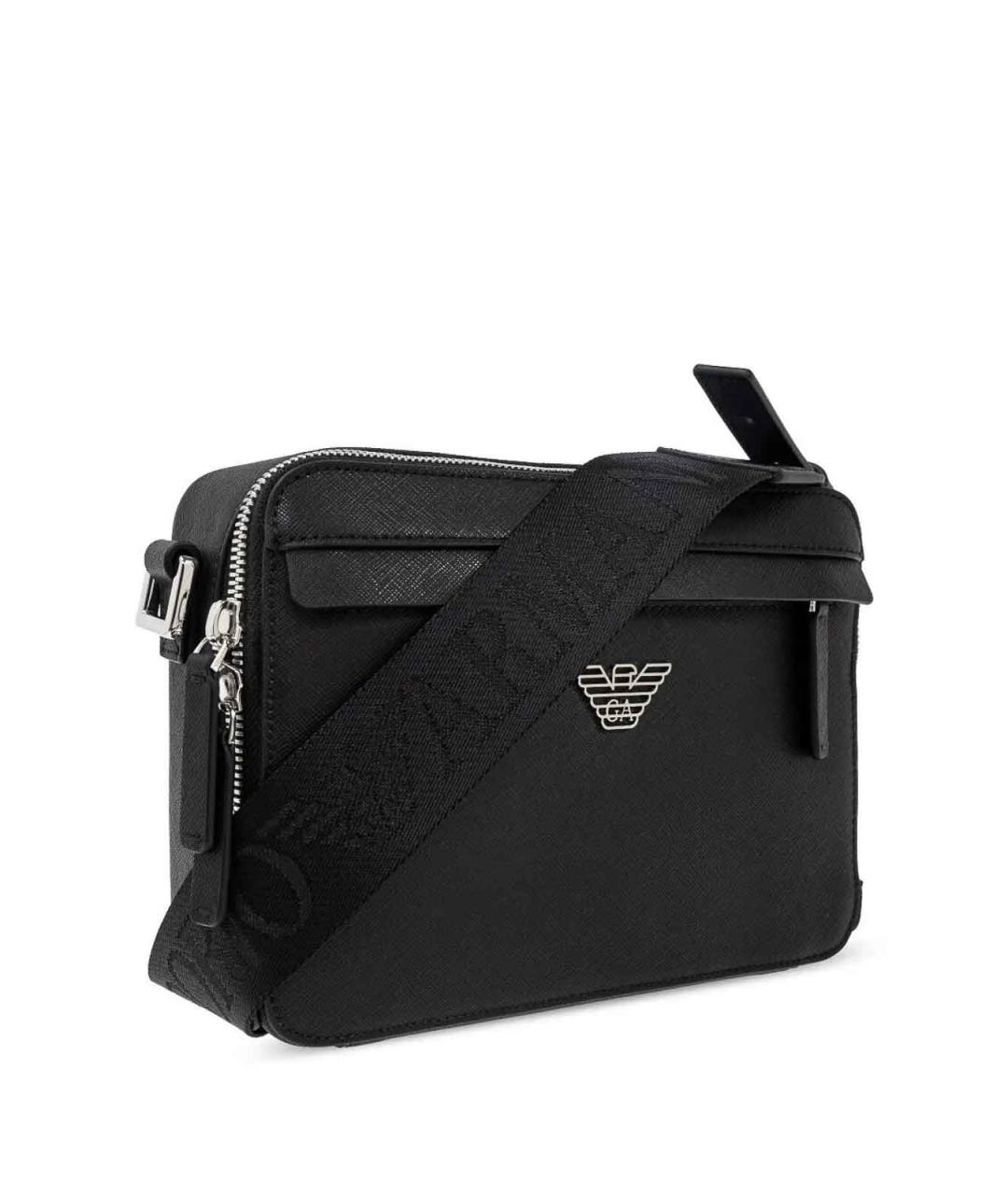 EMPORIO ARMANI Черная сумка на плечо из искусственной кожи, фото 5