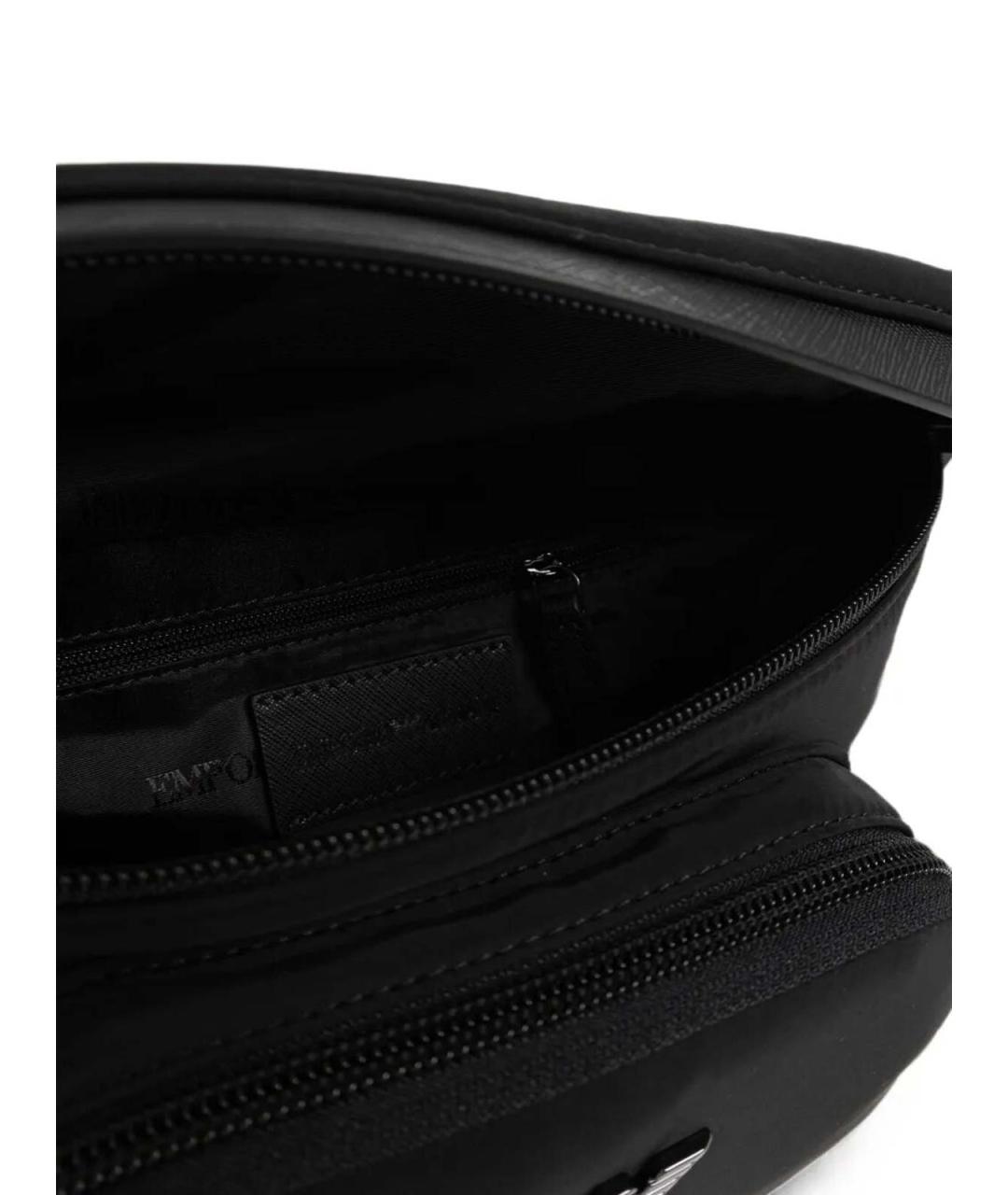 EMPORIO ARMANI Черная синтетическая поясная сумка, фото 4