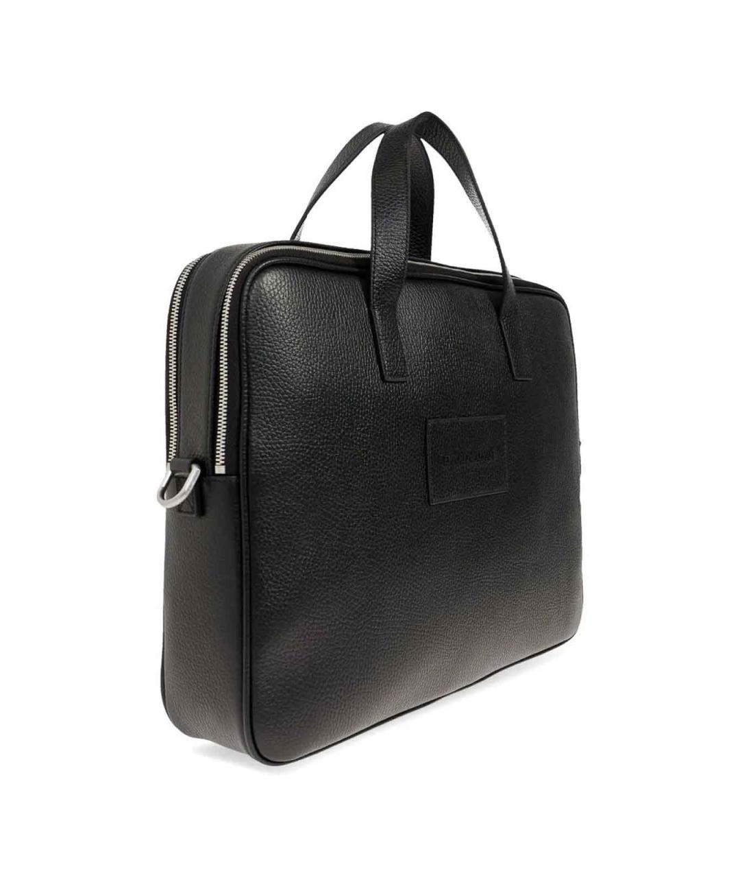 EMPORIO ARMANI Черный кожаный портфель, фото 3