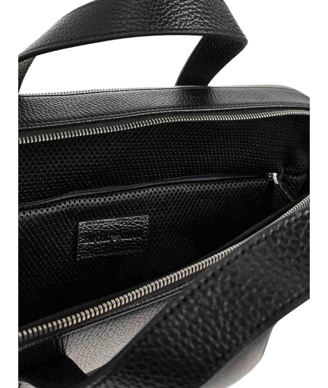 EMPORIO ARMANI Черный кожаный портфель, фото 4