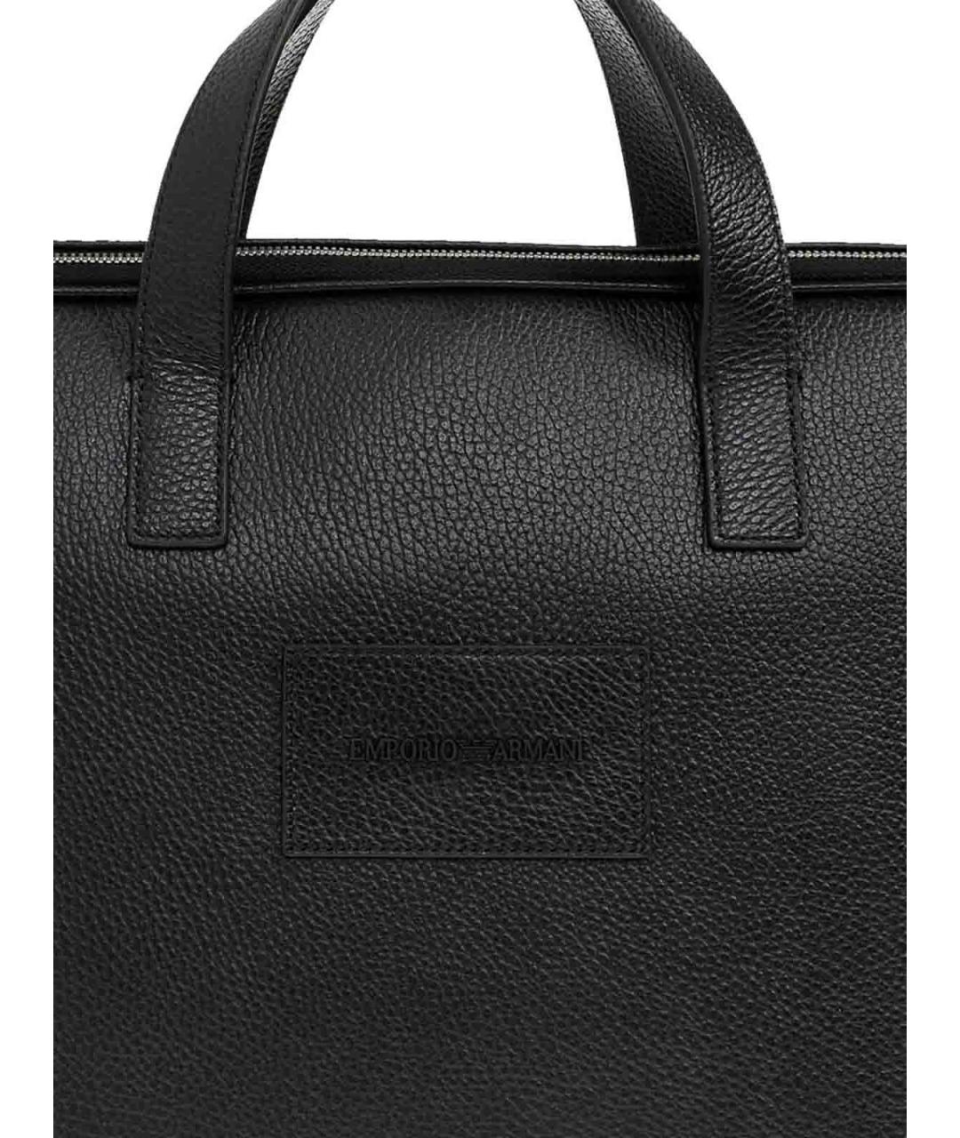 EMPORIO ARMANI Черный кожаный портфель, фото 5