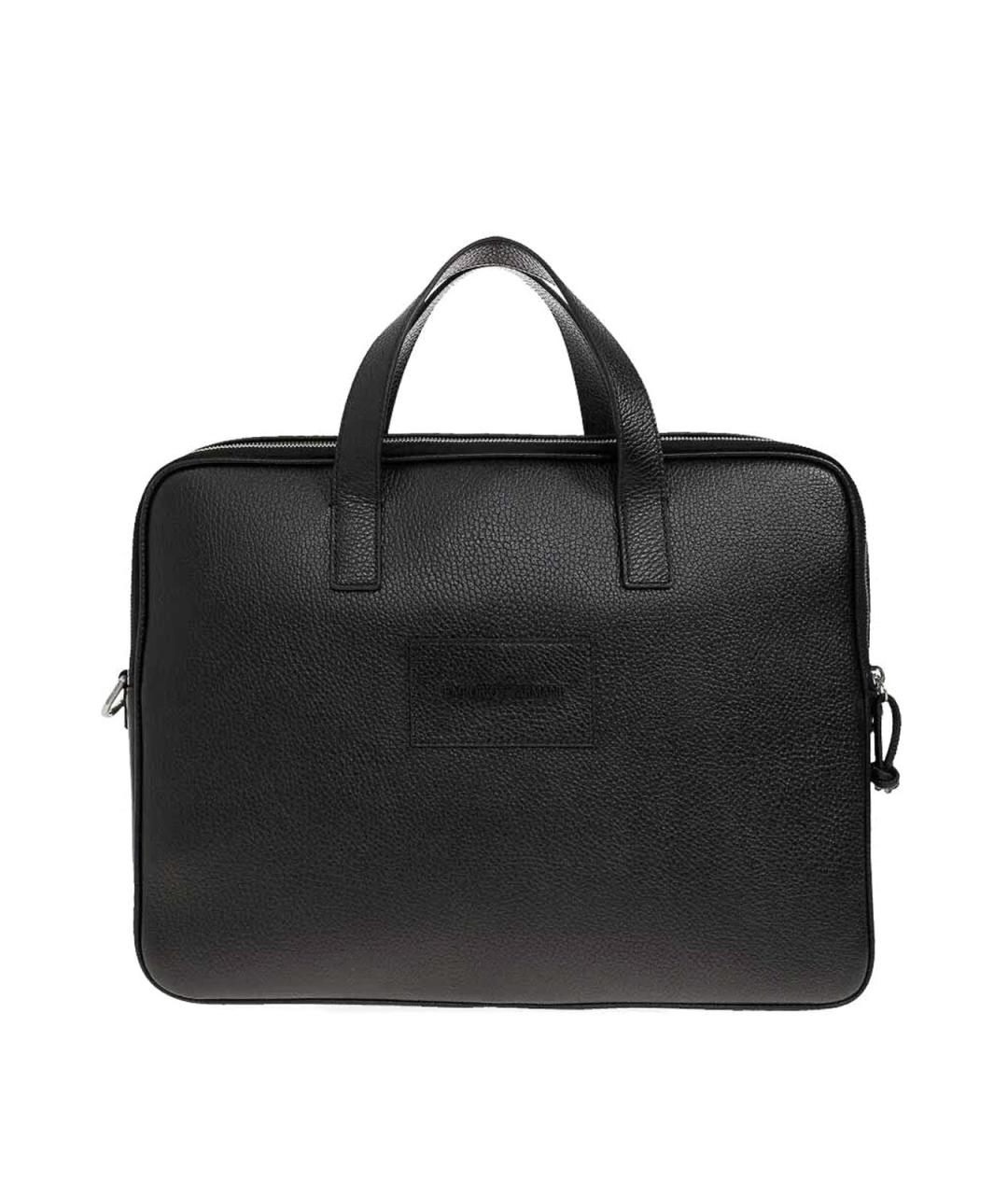 EMPORIO ARMANI Черный кожаный портфель, фото 1
