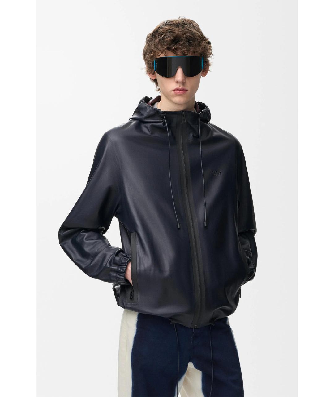LOEWE Темно-синяя кожаная куртка, фото 3