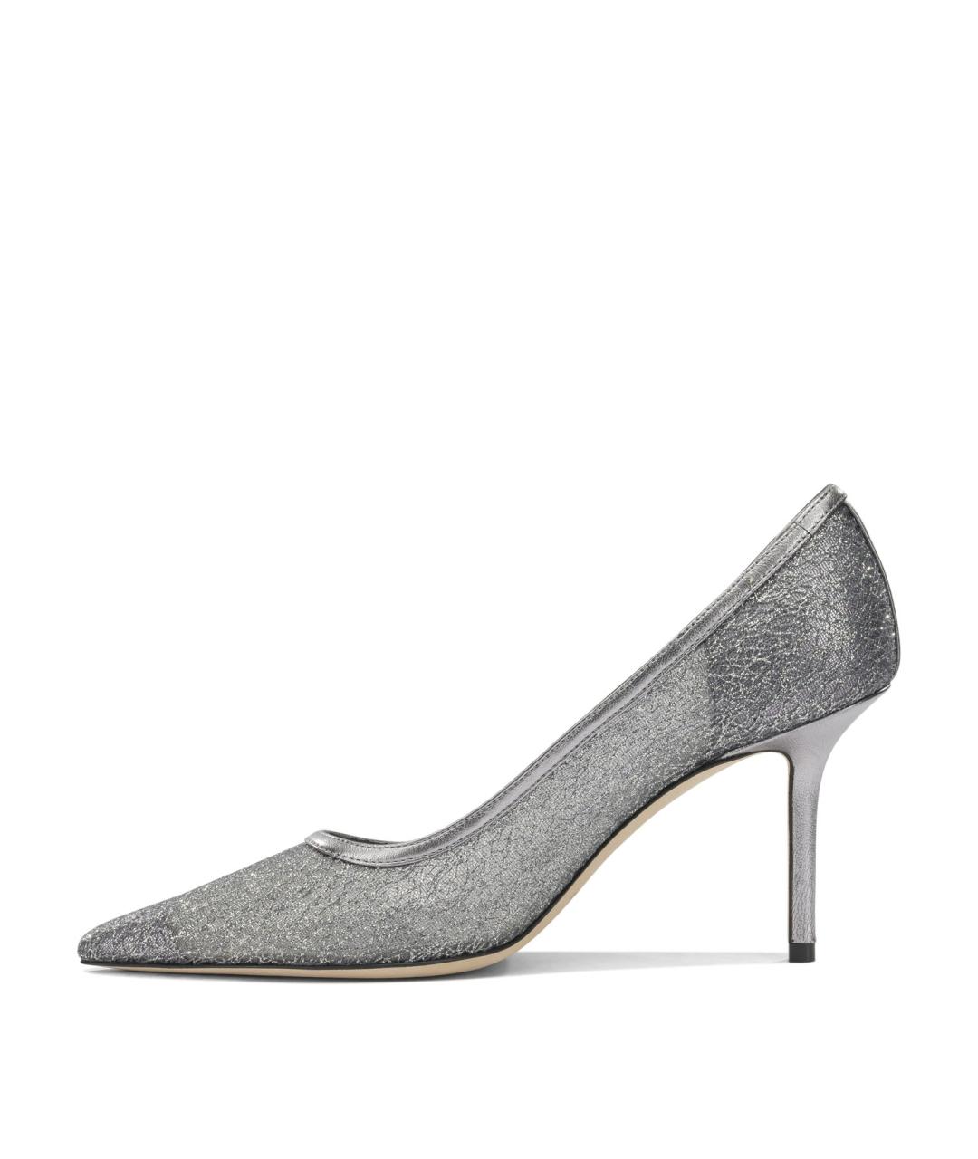JIMMY CHOO Серебряные текстильные туфли, фото 3