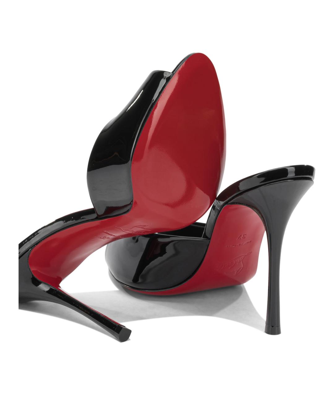 CHRISTIAN LOUBOUTIN Черные кожаные мюли, фото 5
