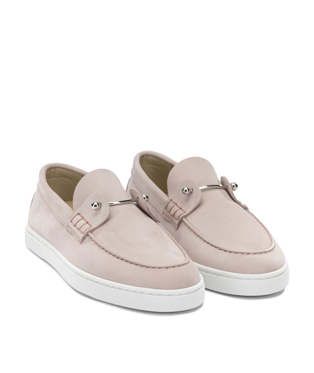 CHRISTIAN LOUBOUTIN Розовые кожаные лоферы, фото 5