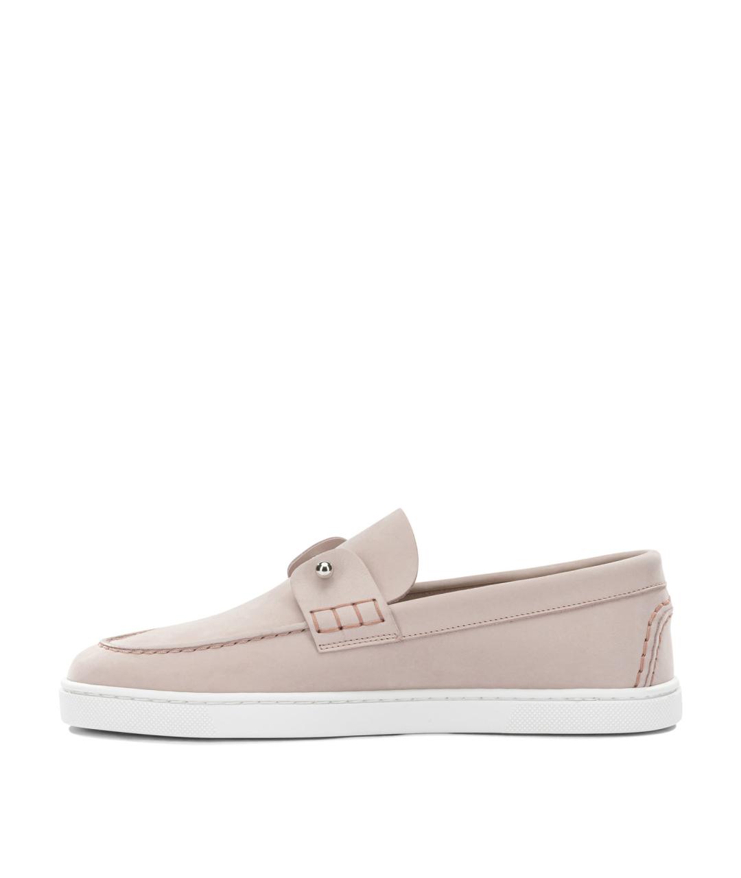 CHRISTIAN LOUBOUTIN Розовые кожаные лоферы, фото 4