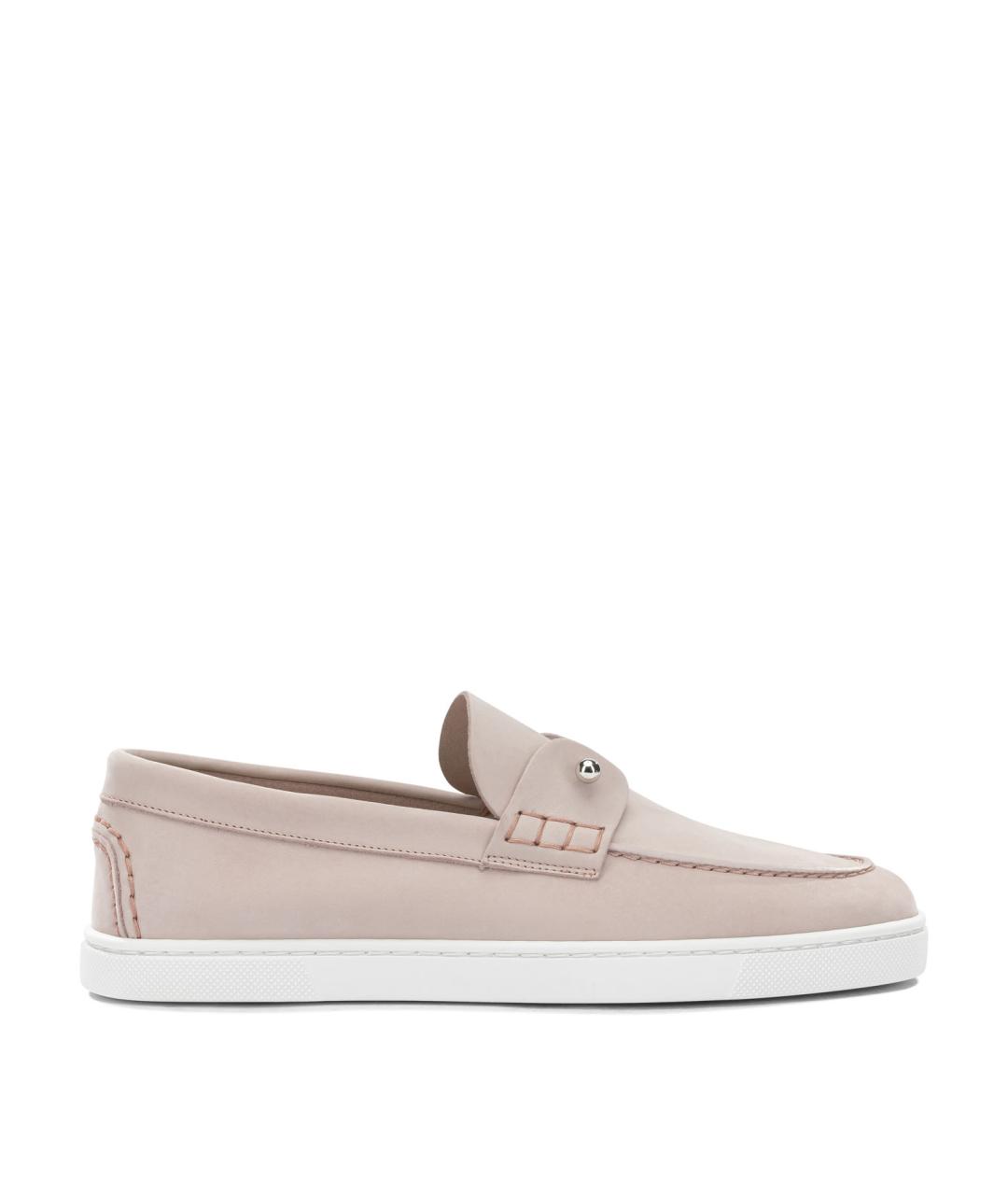 CHRISTIAN LOUBOUTIN Розовые кожаные лоферы, фото 1