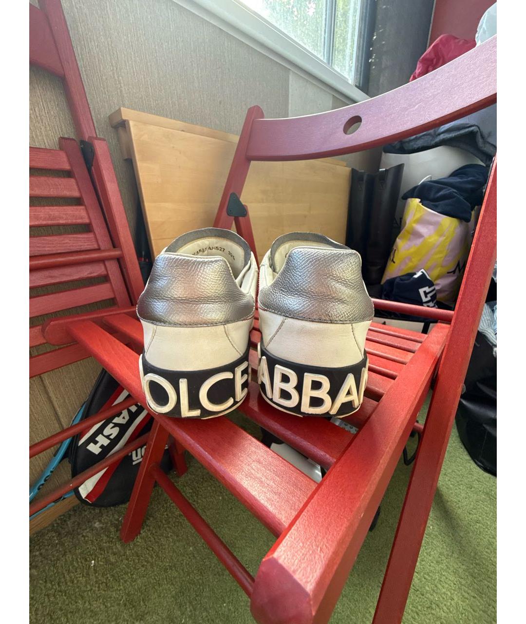 DOLCE&GABBANA Белые кожаные кеды, фото 4
