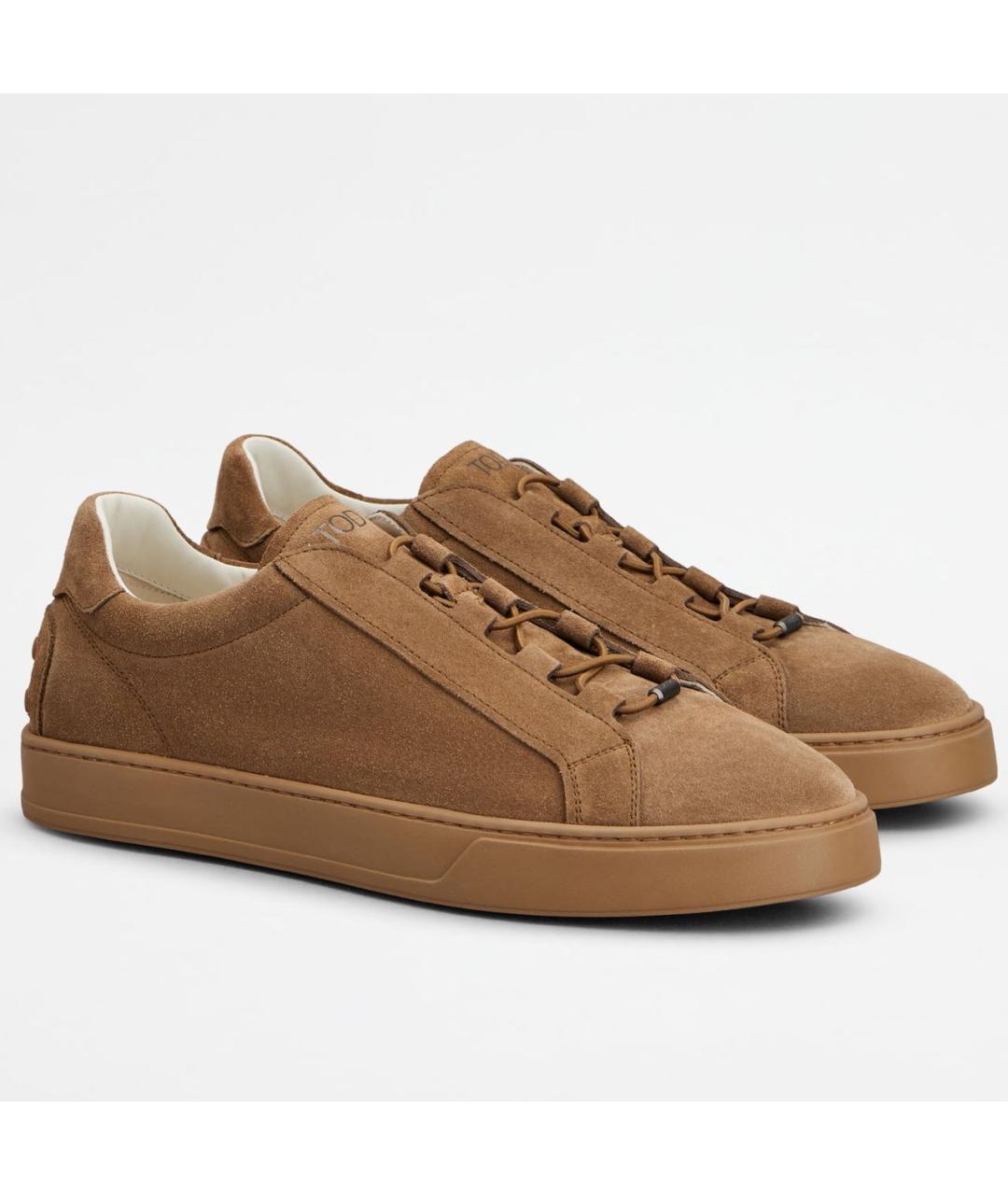 TOD'S Коричневые замшевые низкие кроссовки / кеды, фото 5