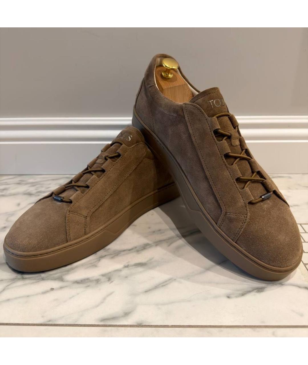 TOD'S Коричневые замшевые низкие кроссовки / кеды, фото 8