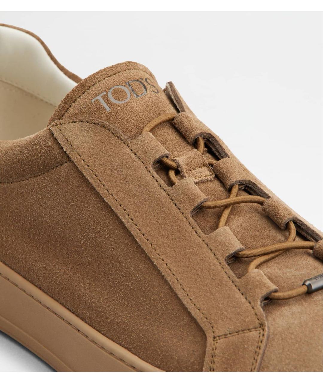 TOD'S Коричневые замшевые низкие кроссовки / кеды, фото 7