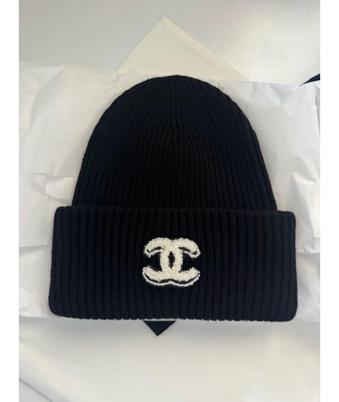 CHANEL Черная кашемировая шапка, фото 6