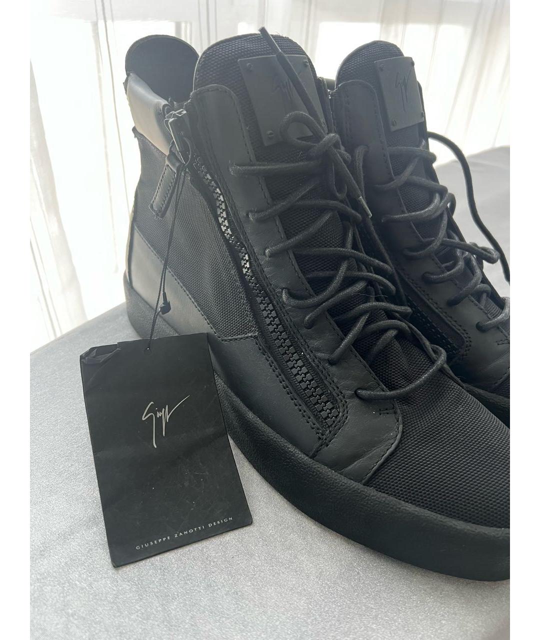 GIUSEPPE ZANOTTI DESIGN Черные кожаные высокие кроссовки / кеды, фото 3
