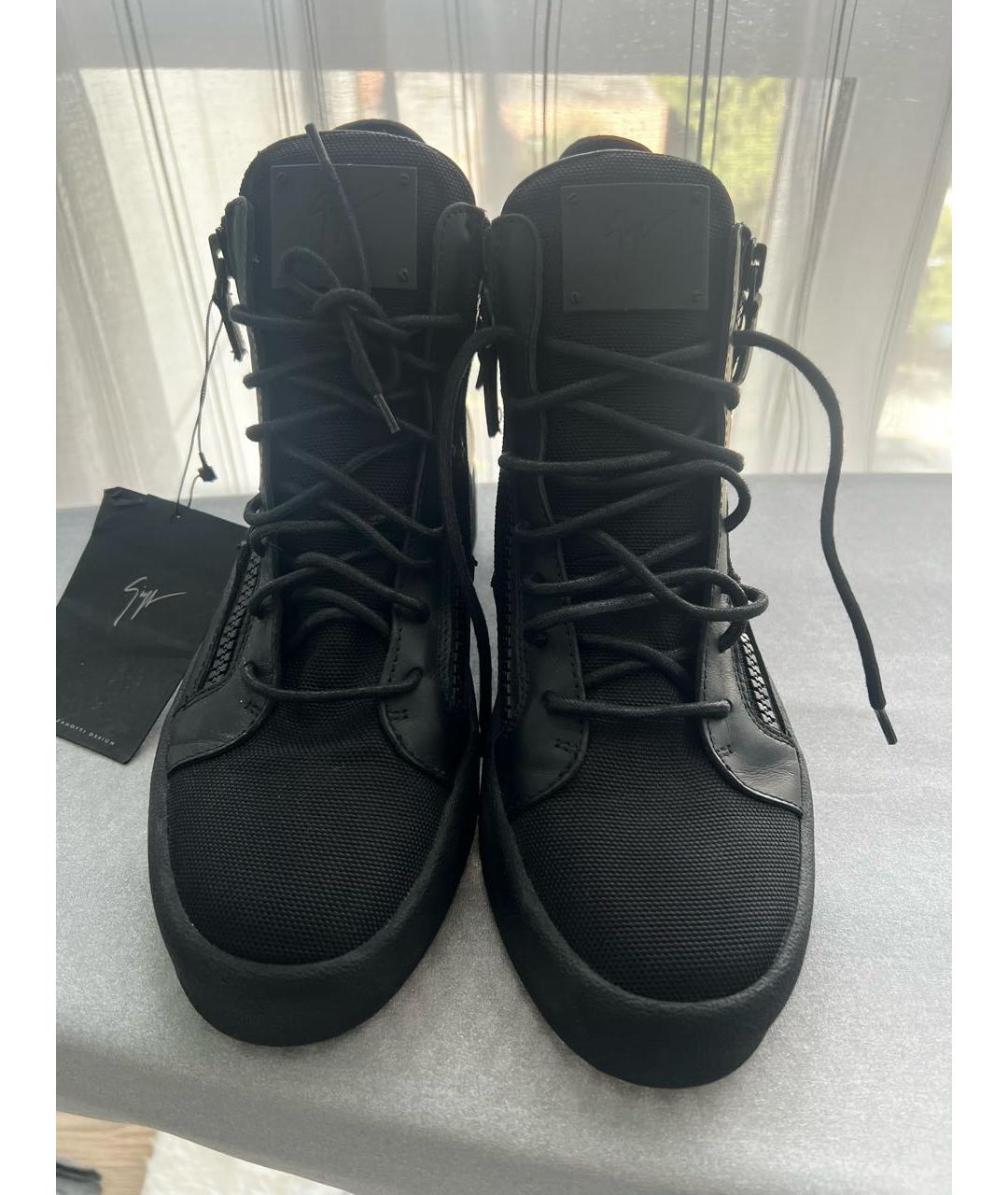 GIUSEPPE ZANOTTI DESIGN Черные кожаные высокие кроссовки / кеды, фото 2