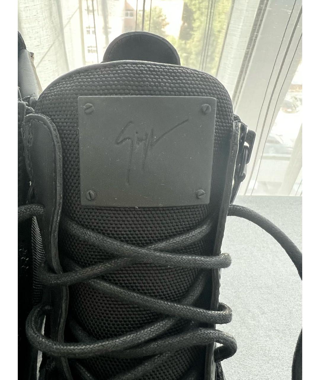 GIUSEPPE ZANOTTI DESIGN Черные кожаные высокие кроссовки / кеды, фото 7