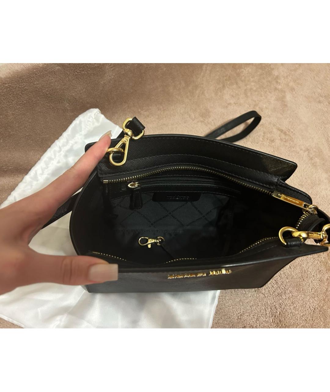 MICHAEL KORS Черная кожаная сумка через плечо, фото 4