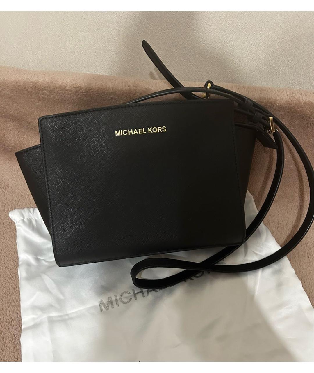 MICHAEL KORS Черная кожаная сумка через плечо, фото 8