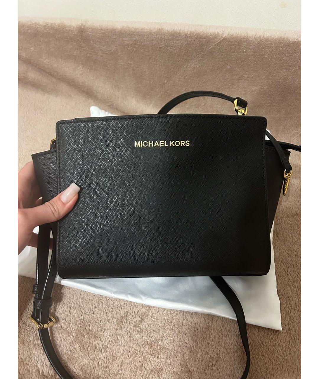 MICHAEL KORS Черная кожаная сумка через плечо, фото 2
