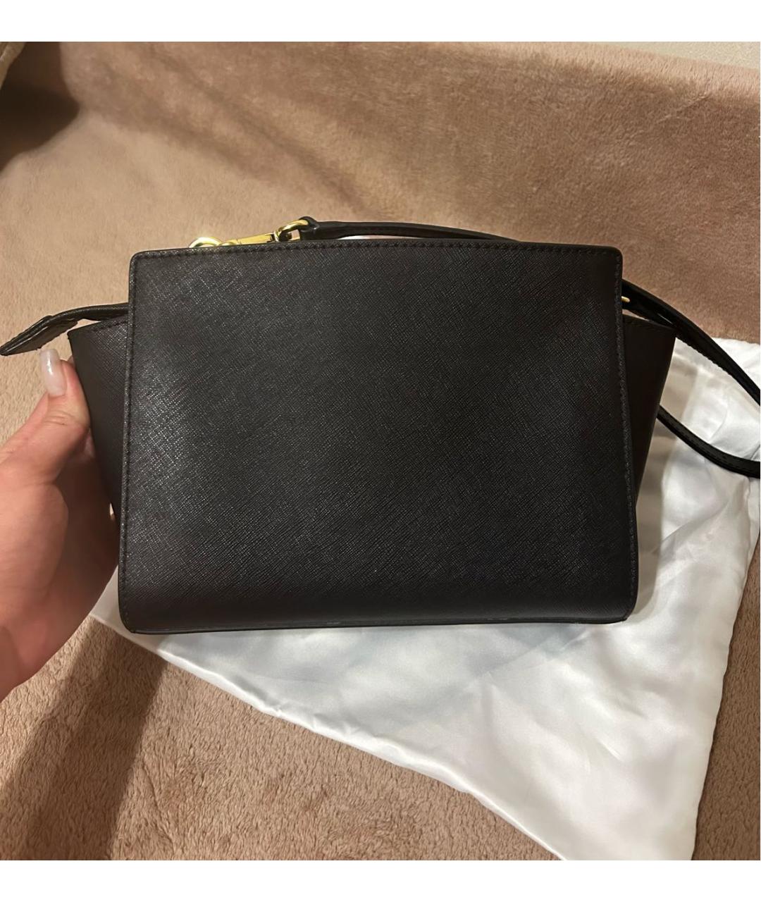 MICHAEL KORS Черная кожаная сумка через плечо, фото 3