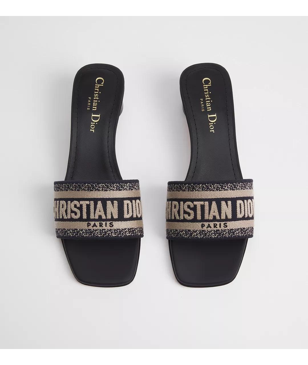 CHRISTIAN DIOR Темно-синие мюли, фото 3