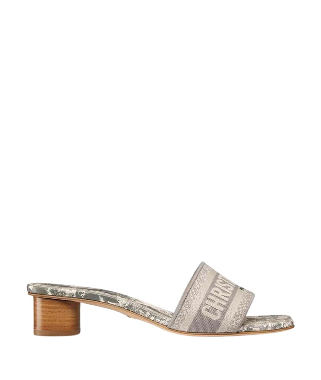CHRISTIAN DIOR Серые текстильные мюли, фото 1