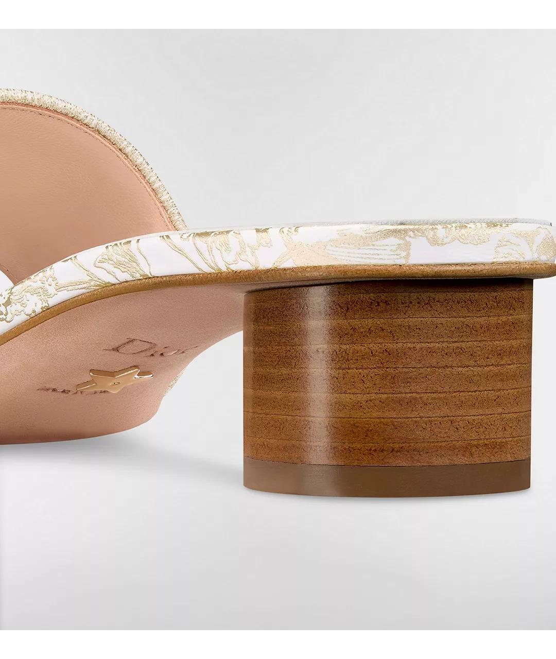 CHRISTIAN DIOR Золотые текстильные мюли, фото 3