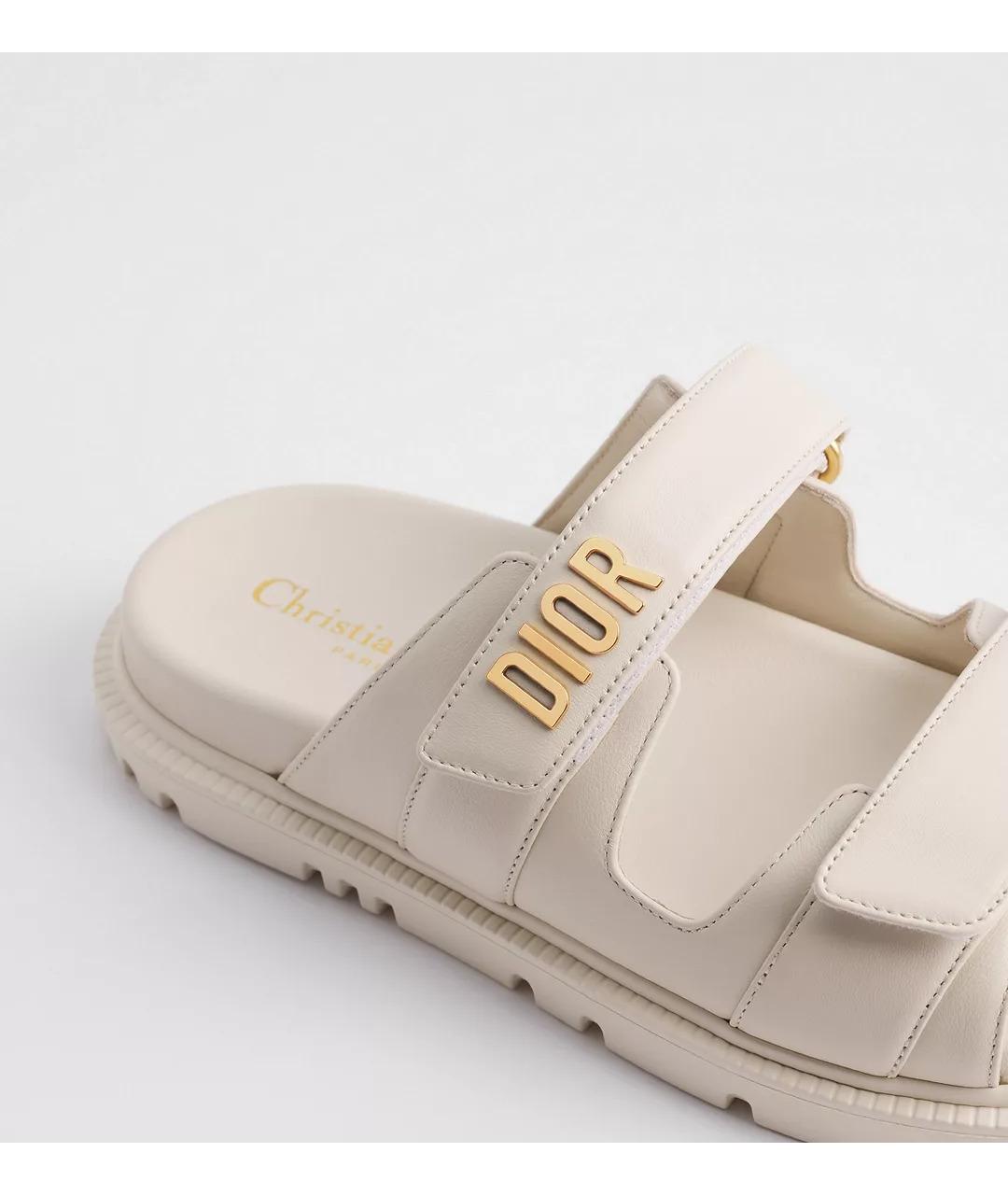 CHRISTIAN DIOR Белые кожаные сандалии, фото 3