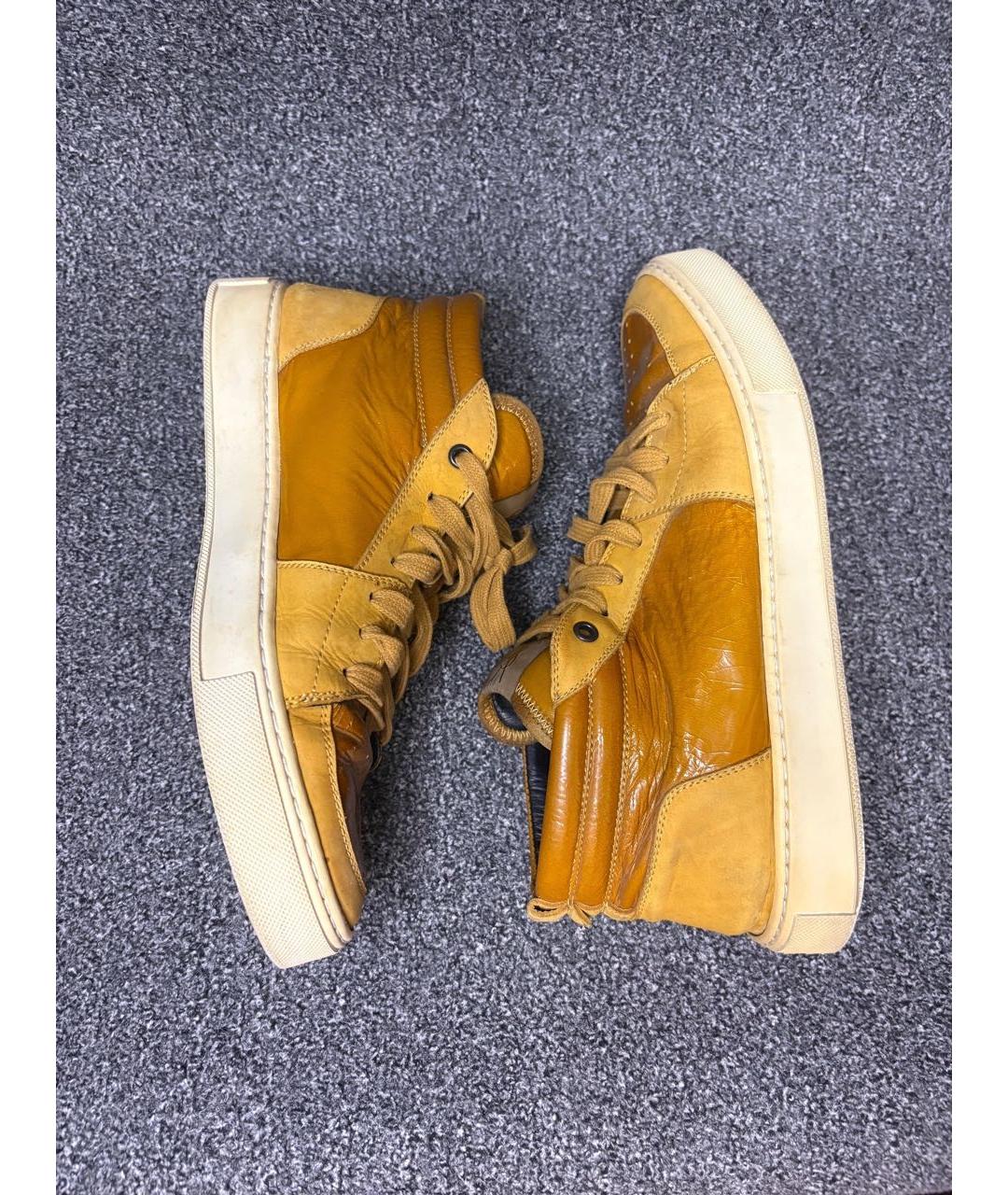 SAINT LAURENT Оранжевые кожаные высокие кроссовки / кеды, фото 4