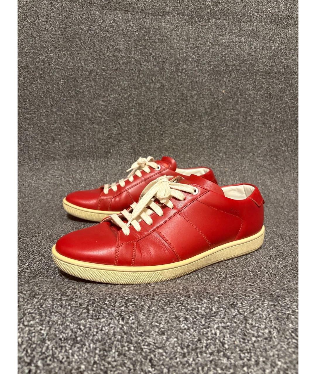 SAINT LAURENT Красные кожаные высокие кроссовки / кеды, фото 2