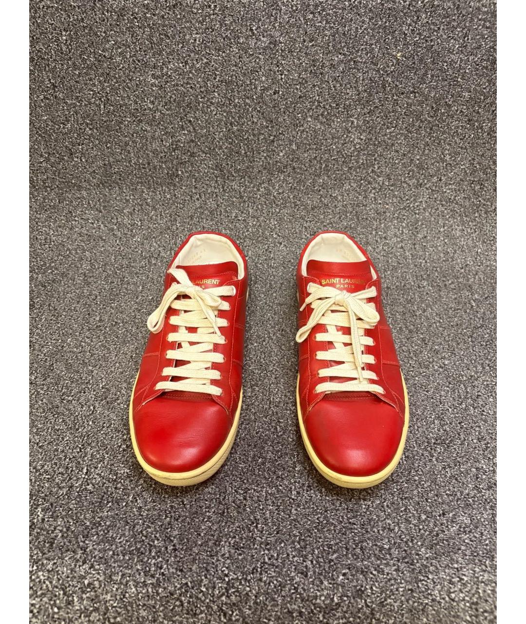 SAINT LAURENT Красные кожаные высокие кроссовки / кеды, фото 3
