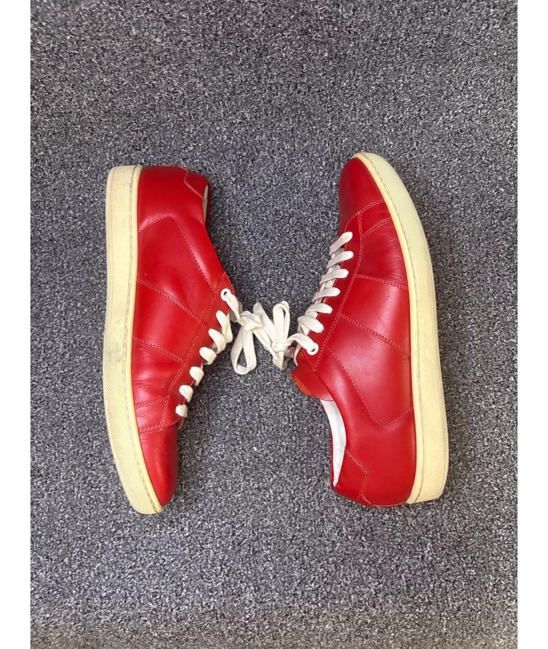 SAINT LAURENT Красные кожаные высокие кроссовки / кеды, фото 6
