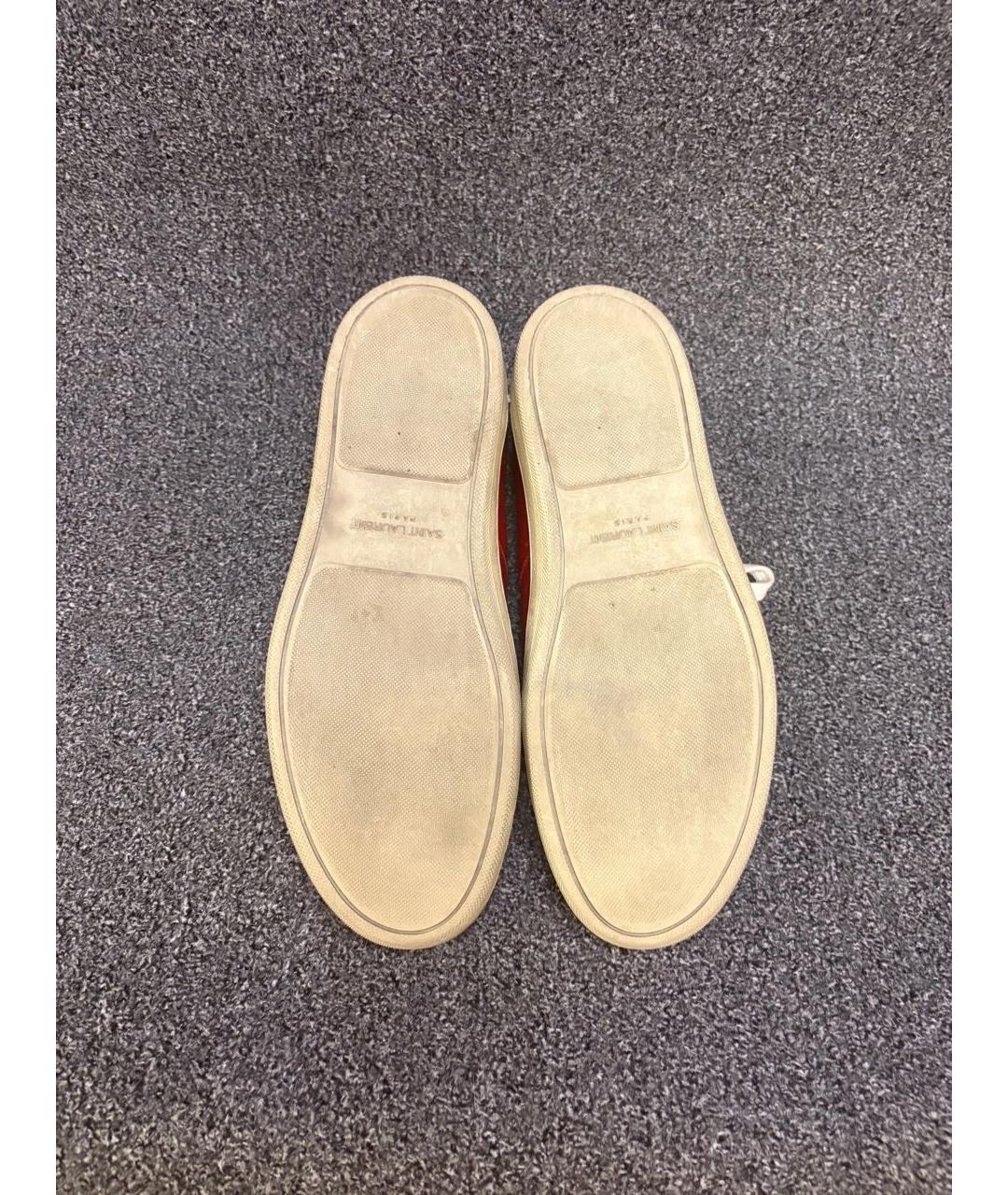 SAINT LAURENT Красные кожаные высокие кроссовки / кеды, фото 5