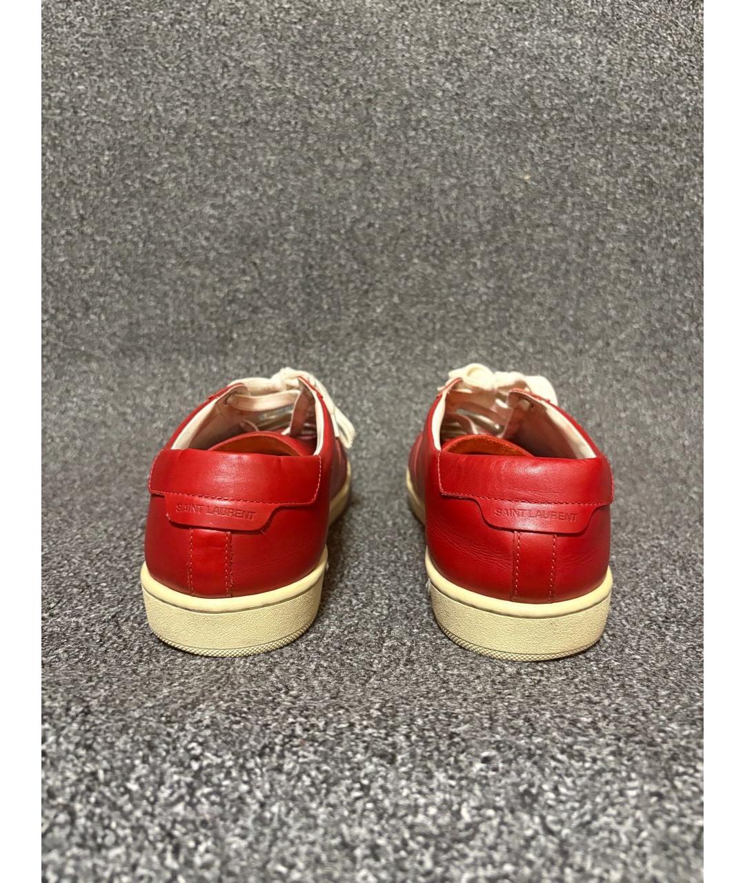 SAINT LAURENT Красные кожаные высокие кроссовки / кеды, фото 4