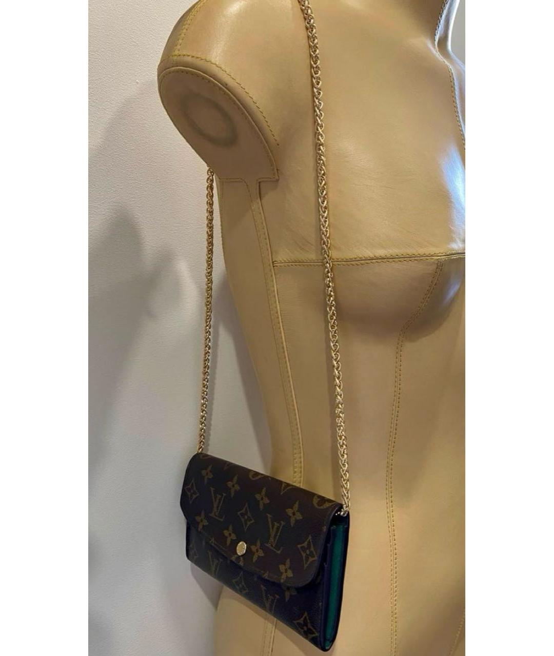 LOUIS VUITTON Зеленый кожаный кошелек, фото 5