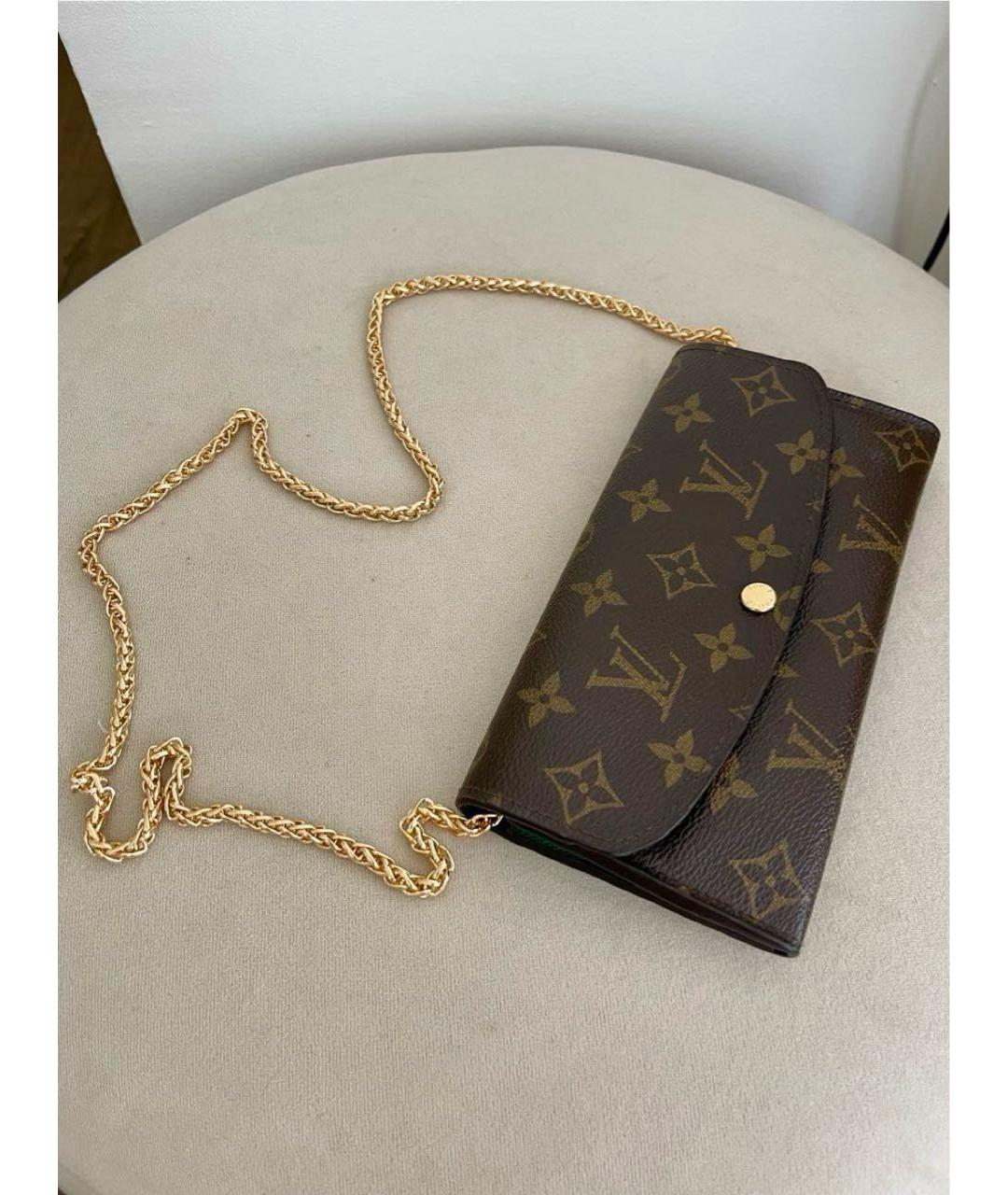 LOUIS VUITTON Зеленый кожаный кошелек, фото 4