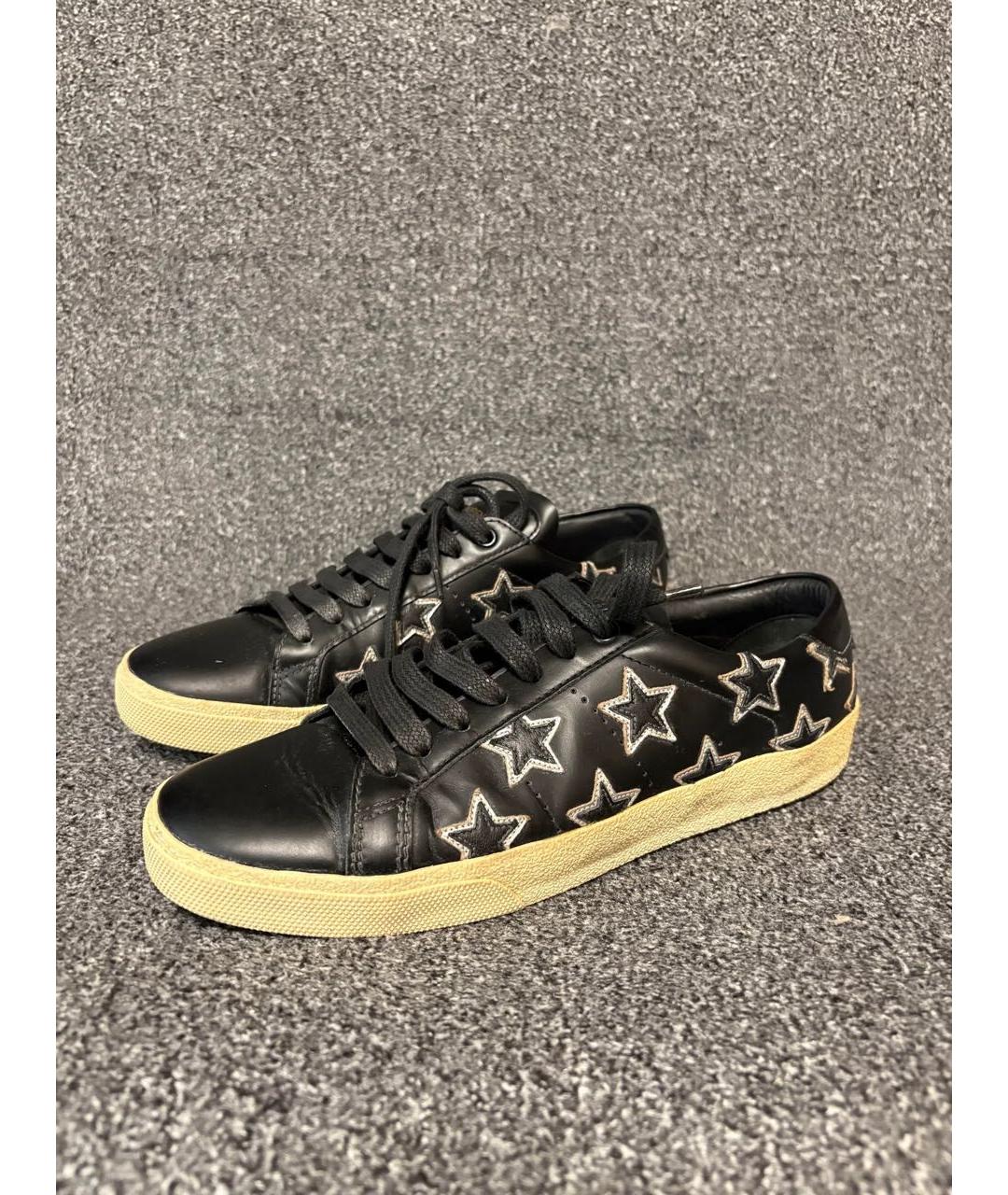 SAINT LAURENT Черные кожаные высокие кроссовки / кеды, фото 2