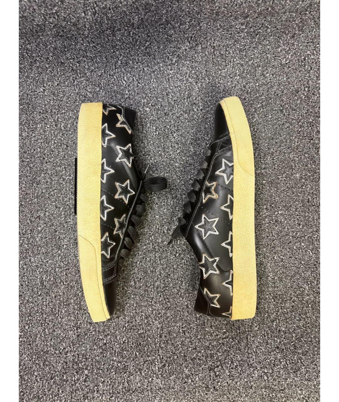 SAINT LAURENT Черные кожаные высокие кроссовки / кеды, фото 5