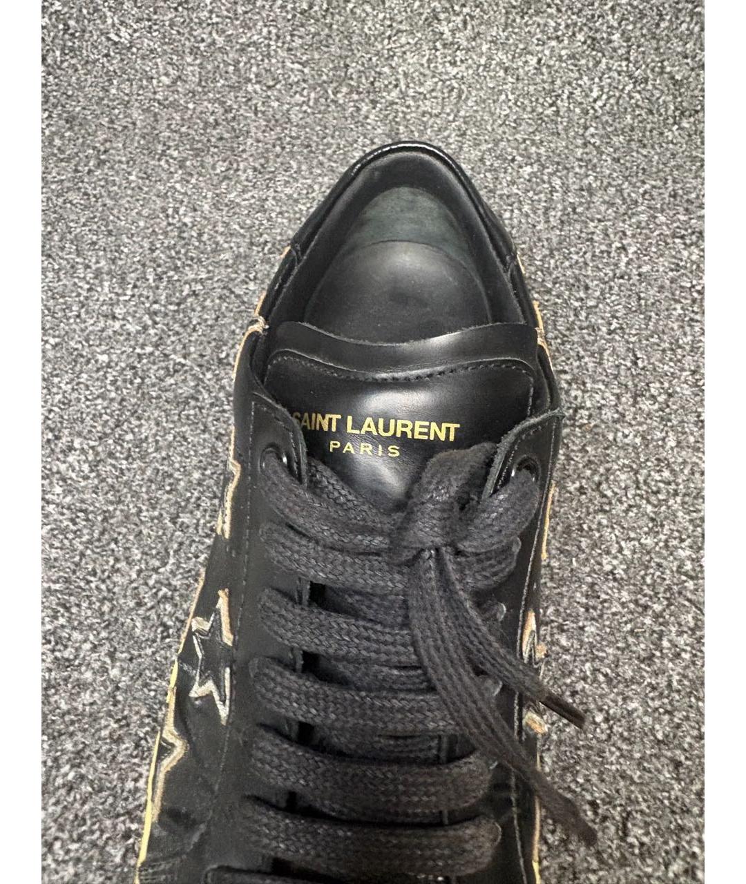SAINT LAURENT Черные кожаные высокие кроссовки / кеды, фото 6