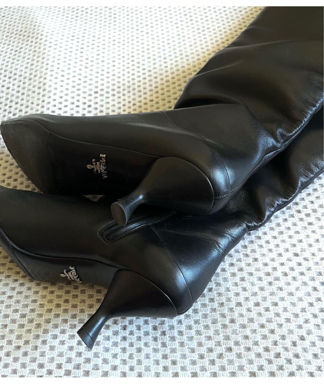 PRADA Черные кожаные ботфорты, фото 5