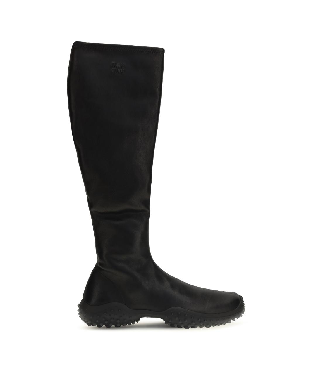 MIU MIU Черные кожаные сапоги, фото 1