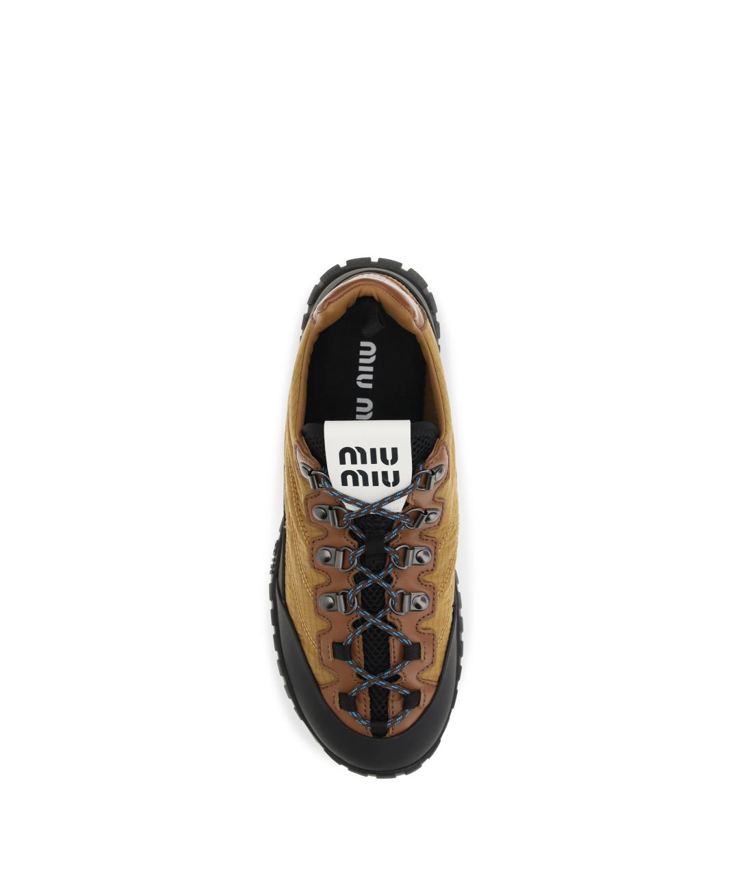 MIU MIU Бежевые текстильные кроссовки, фото 4