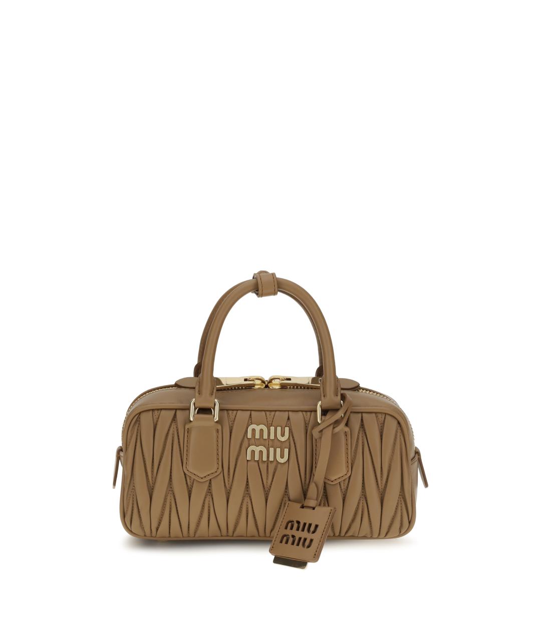 MIU MIU Коричневая кожаная сумка с короткими ручками, фото 1