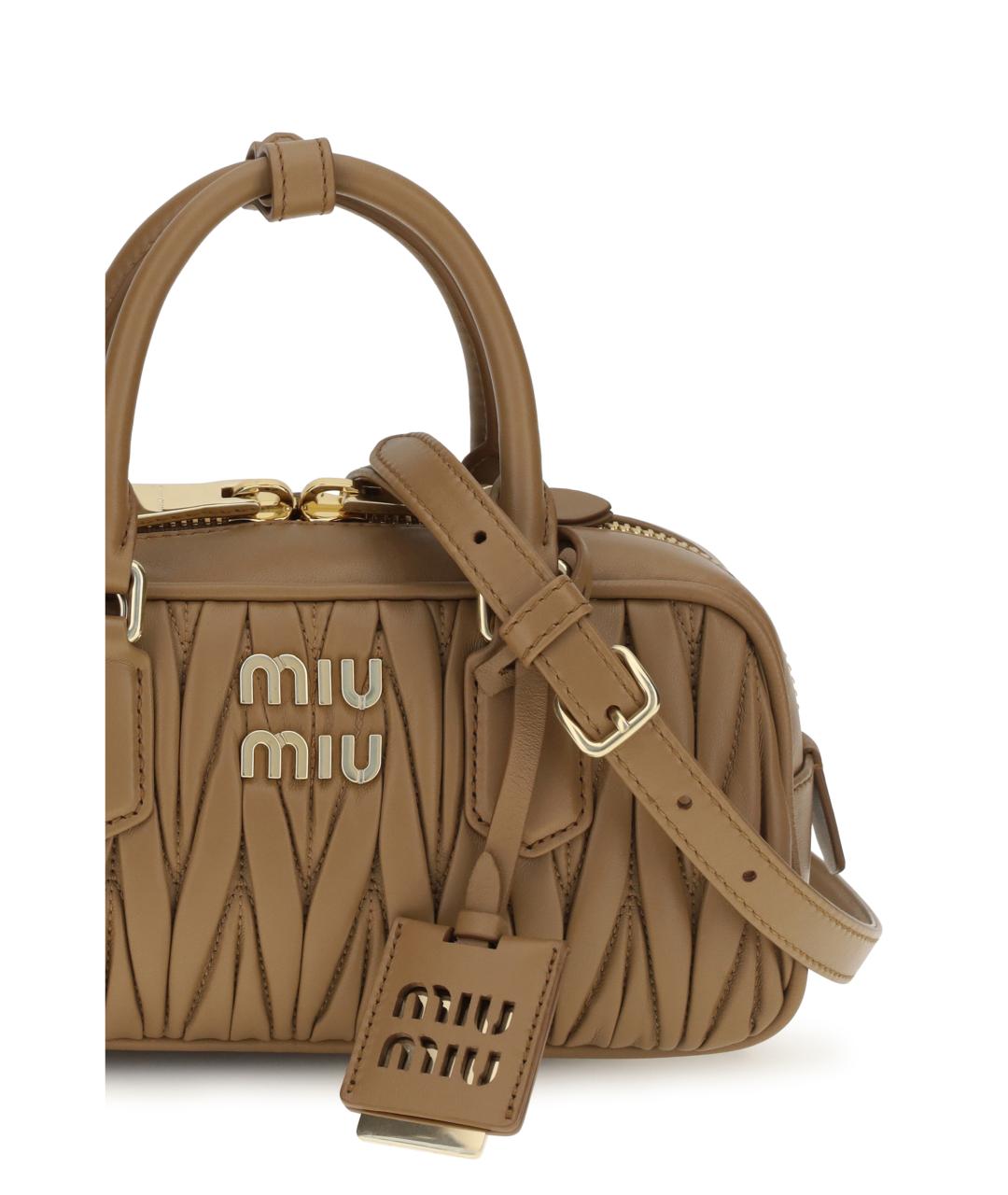 MIU MIU Коричневая кожаная сумка с короткими ручками, фото 4