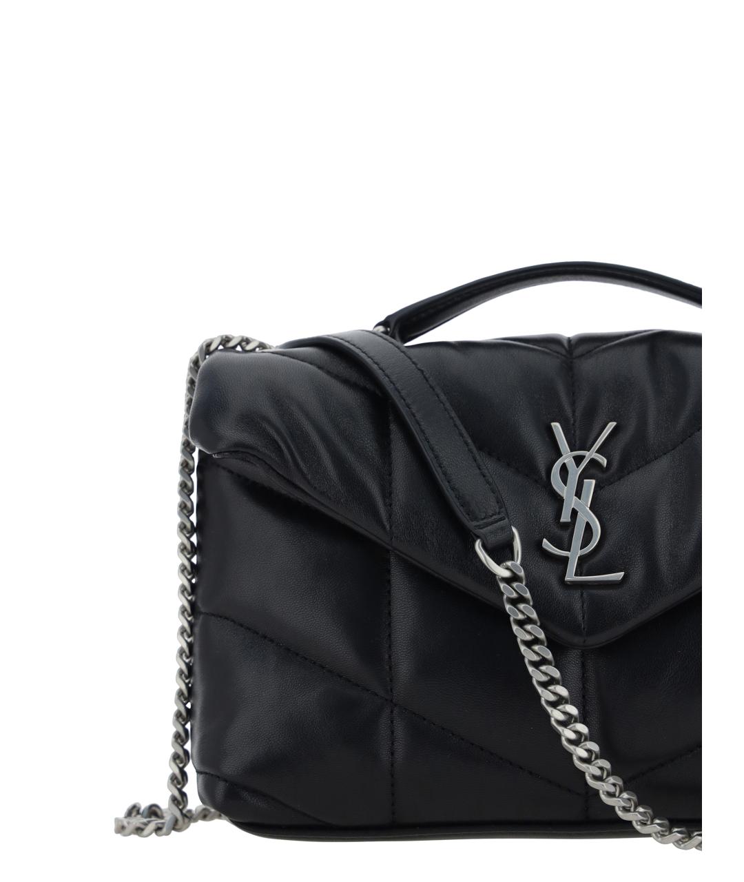 SAINT LAURENT Черная кожаная сумка через плечо, фото 4