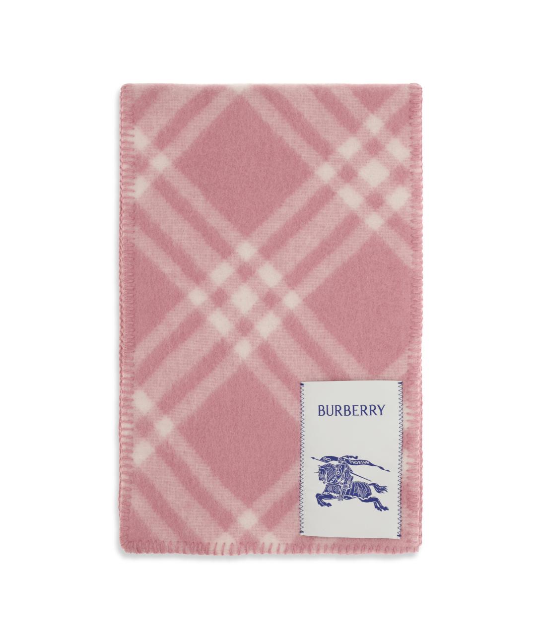 BURBERRY Розовый шерстяной шарф, фото 1